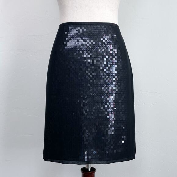 Ann Taylor Black Sequin Chiffon Overlay Mini Skirt NWT - Picture 1 of 8